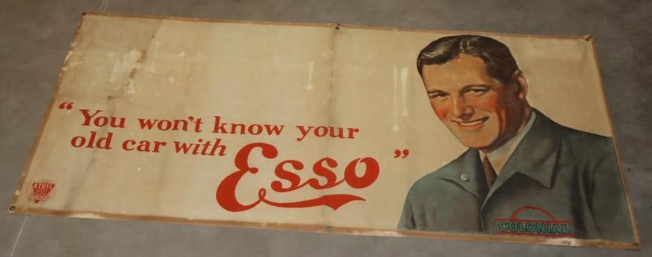 You Won't Know Your Old Car With Esso Colonial Canvas Advertising Banner (1 of 6)