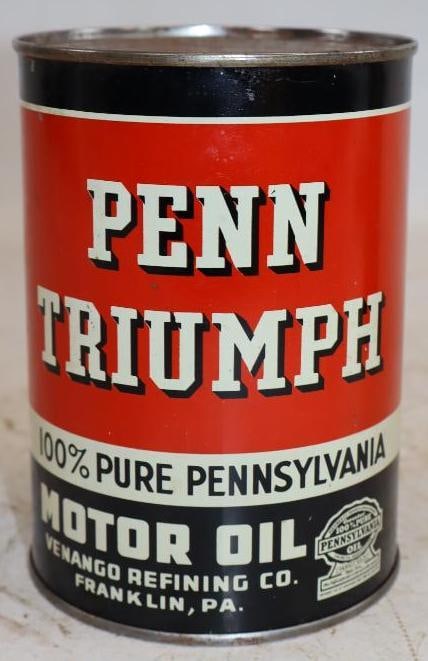 Penn Triumph One Quart Metal Oil Can: 32 oz full
