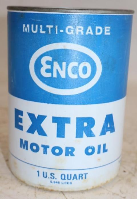 Enco Extra Plastic Round Quart Oil Can: 32oz, empty
