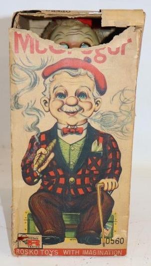 McGreggor Battery Operated Roscoe Toy Man Smoking Cigar in Original Box (1 of 4)