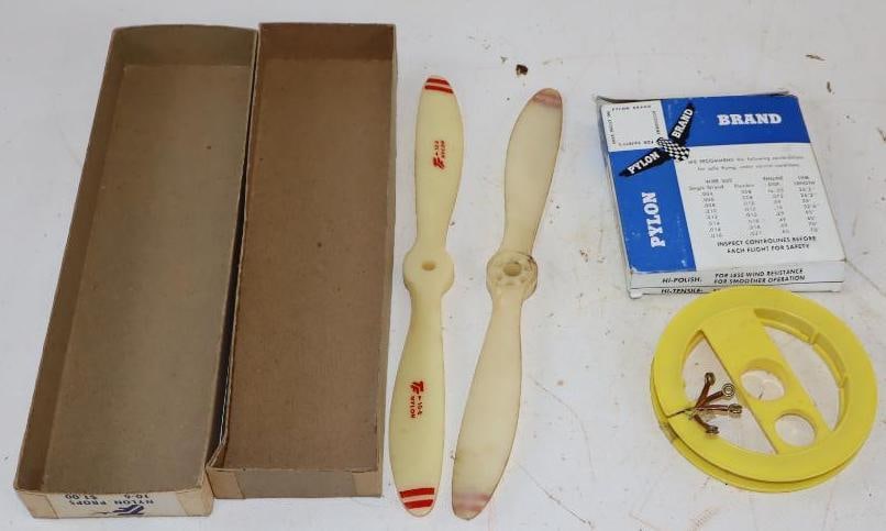 Group of 2 Nylon Model Airplane Propellers & Stainless Steel Wire Spool in Original Boxes (1 of 4)