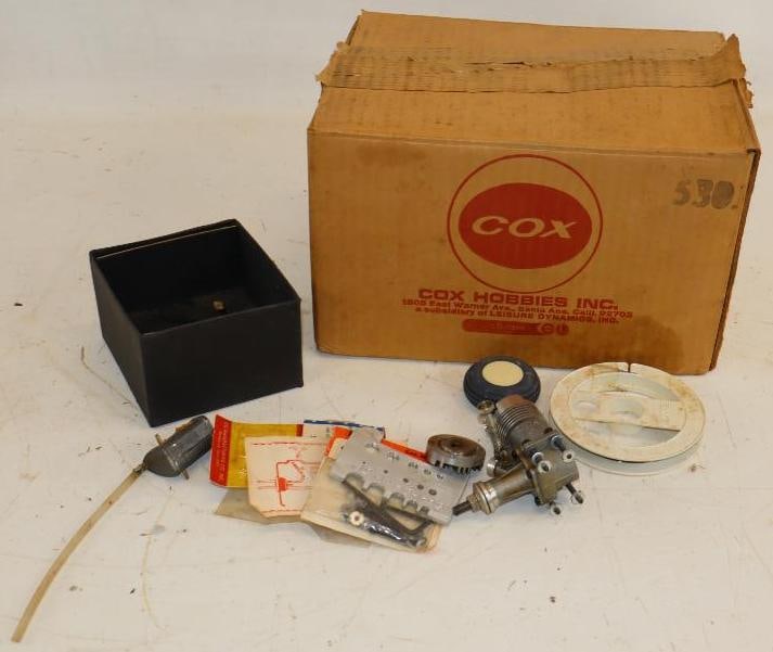 Large Group of Model Airplane Parts & Engine with Cox Hobbies Box (1 of 3)