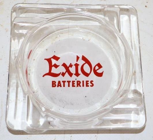 Exide Batteries Glass Advertising Ash Tray (1 of 2)