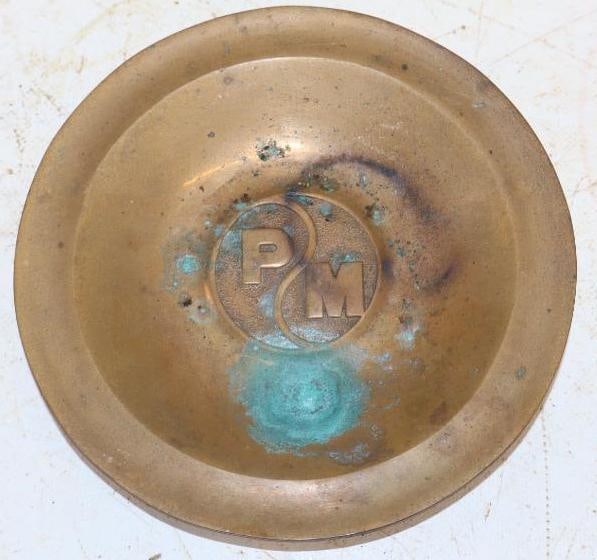 Brass Embossed Pacific Mason Advertising Ash Tray: 6.5" x 6.5" x 1"