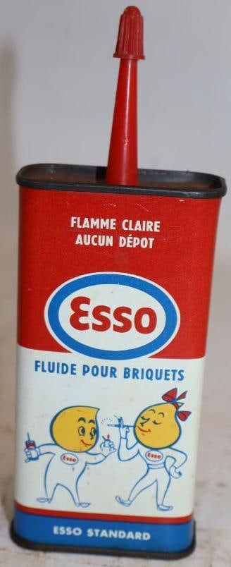Esso Standard Lighter Fluid Can With Mr. & Mrs. Happy Mascots: 4oz