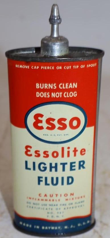 Esso Essolite Lighter Fluid Oval Lead Top Oil Can: 4oz