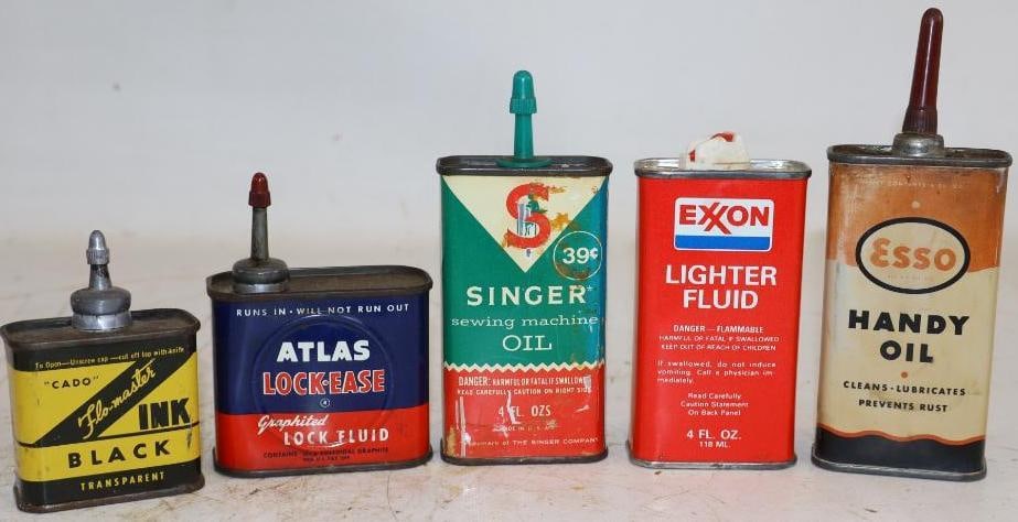 Group Of 5 Esso Atlas And Other Handy Oiler Cans: largest 4oz