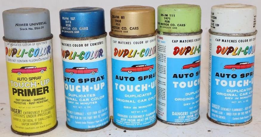 Group of 5 Dupli-Color Chrysler & Ford Automotive Touch Up Spray Paint Cans: 5 oz each