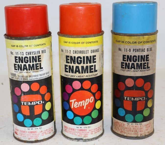 Group of 3 Chevrolet, Chrysler, & Pontiac Spray Paint Cans: 12.75 oz each