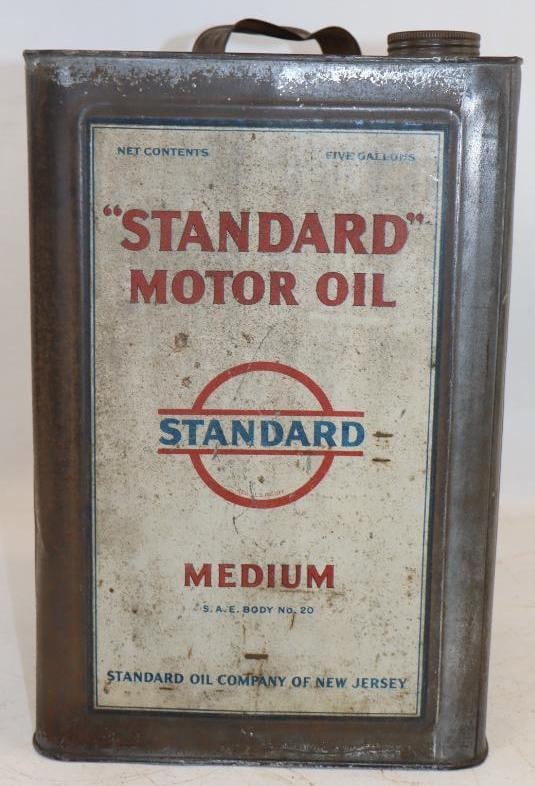 Standard Oil Of New Jersey Square 5 Gallon Medium Oil Can: 9.5" x 9.5" x 15"
