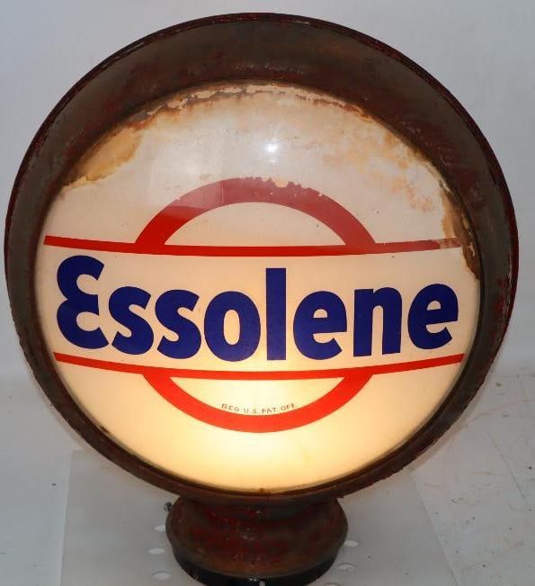 Essolene Gas Pump Lenses Mounted on Original 15" Metal Body (1 of 14)