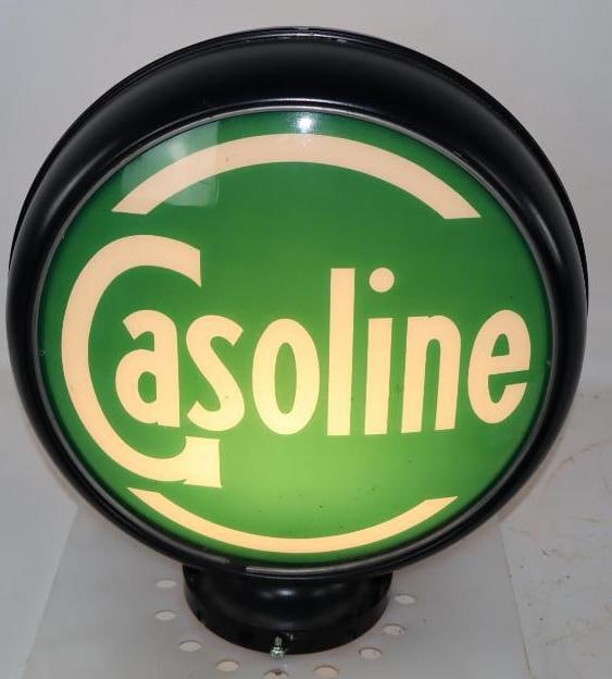 En-ar-co & Gasoline Reproduction Gas Pump Lenses Mounted on New Metal Body: 15" x 15" x 6"