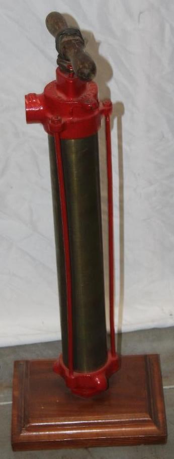 Early Milwaukee Brass Cylinder Oil Pump Mounted On Wood Bass (1 of 5)