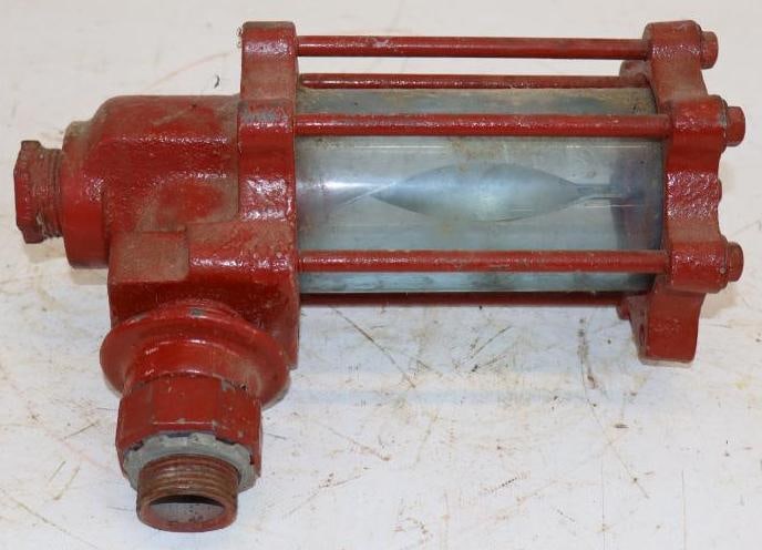 American Clockface Visigauge Blue Gas Pump Sight Glass: 5" x 7" x 10" missing one outer bolt