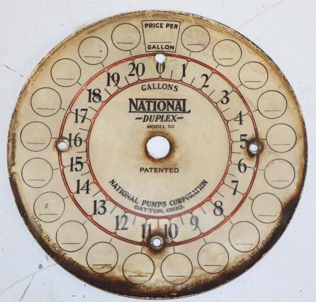 National Duplex Clock Face Gas Pump 20 Gallon Dial Face (1 of 3)