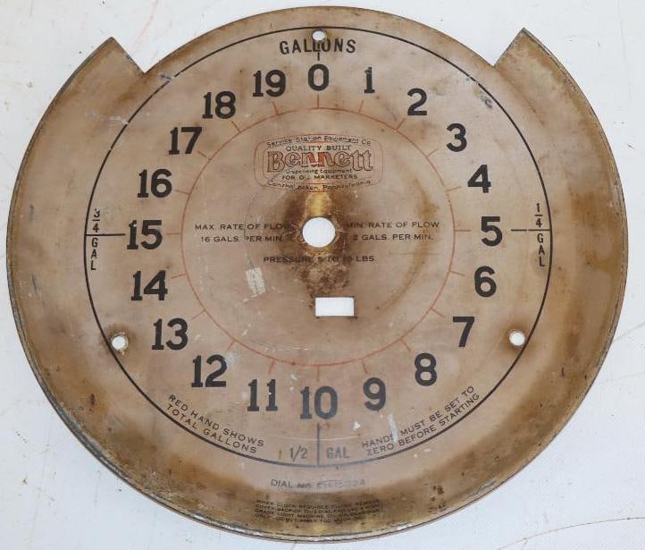 Bennett Clock Face 20 Gallon Gas Pump Dial Face (1 of 3)