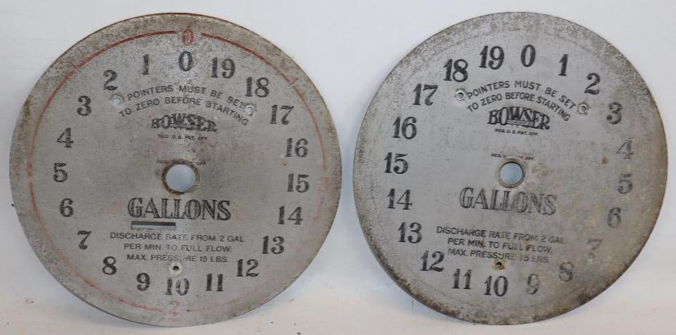 Group of 2 Bowser Xacto Century 20 Gallon Clock Face Gas Pump Dial Face (1 of 6)