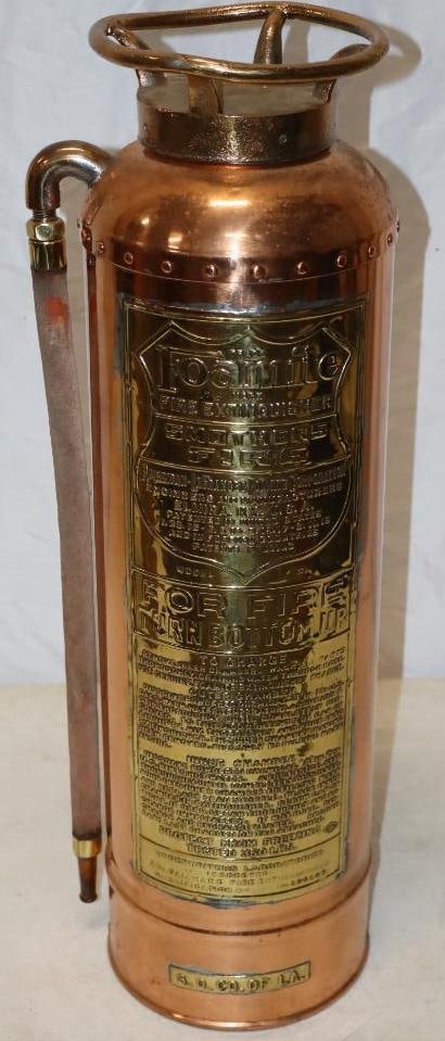 2.5 Gallon Foamite Brass Fire Extinguisher With Standard Oil Company LA. Stanocola Tag (1 of 8)