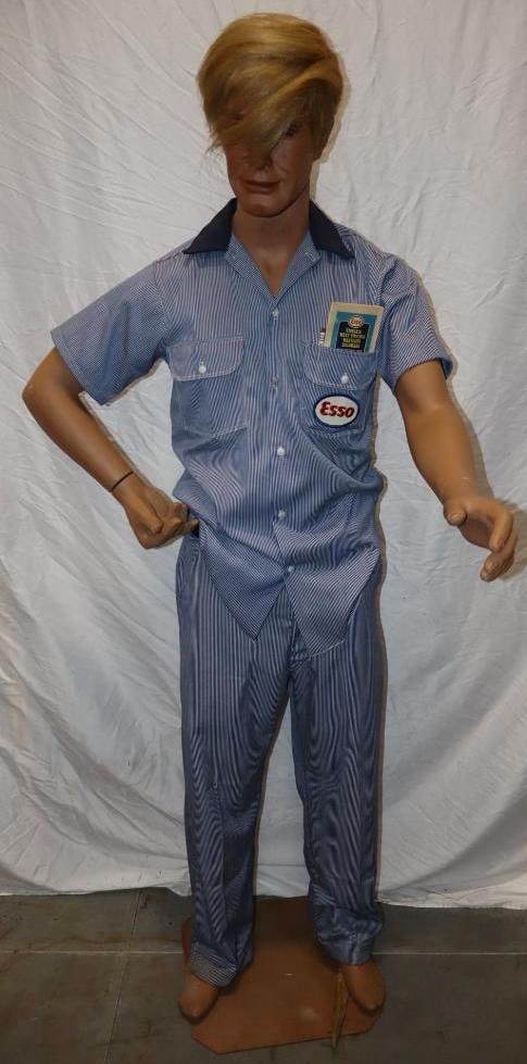 Life Size Mannequin With Esso Shirt and Pants: Pants Marked Anderson Brother 33/30The Shirt is Small 14-14.5 Neck Has a Map and Esso Pencil in Shirt Pocket