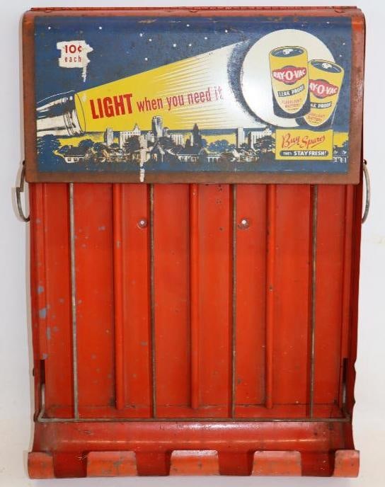 Ray-O-Vac Metal Advertising Battery Display: 11" x 16" x 3.5"