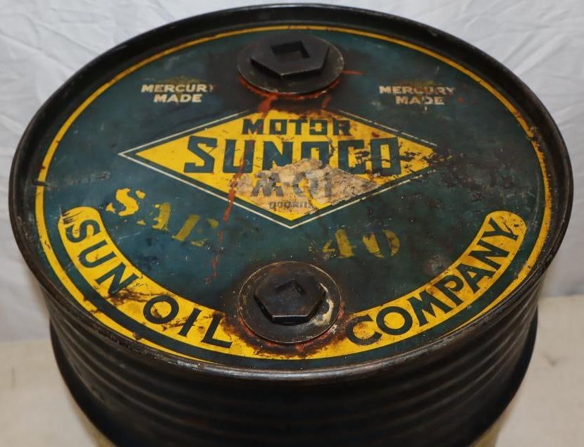 Sunoco Mercury Made Metal Oil Barrel: 16x16x21