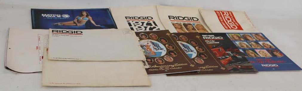Group of 10 Snap On, Rigid, & Matco Tools Swimsuit Calendars: Largest is 21" x 13.5"