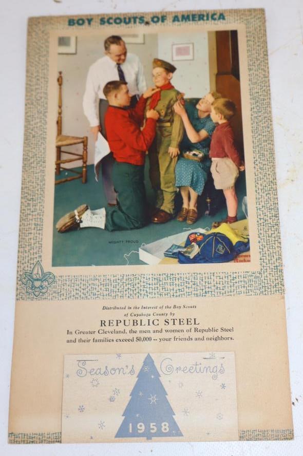 1958 Boy scouts of America Republic Steel Advertising Calendar: 6.5" x 11"