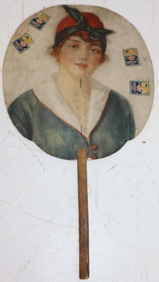 1920's Halls Music Store Advertising Hand Fan: 8" x 14.25"