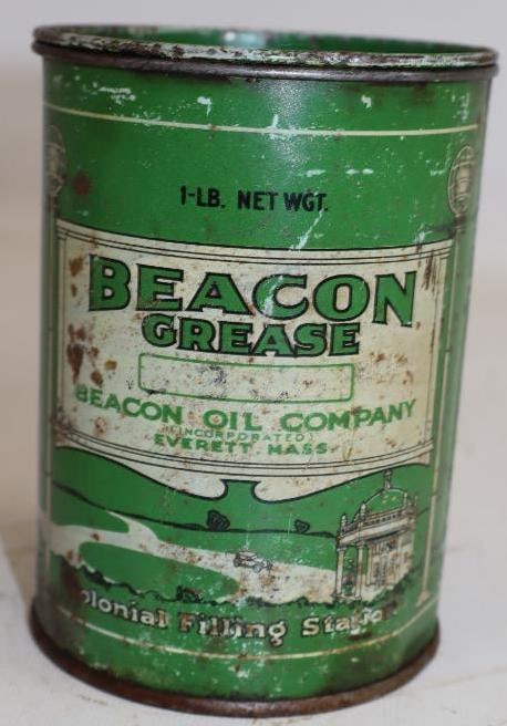 Colonial Beacon 1Lb Grease Can With 1920'S Service Station Scene (1 of 2)