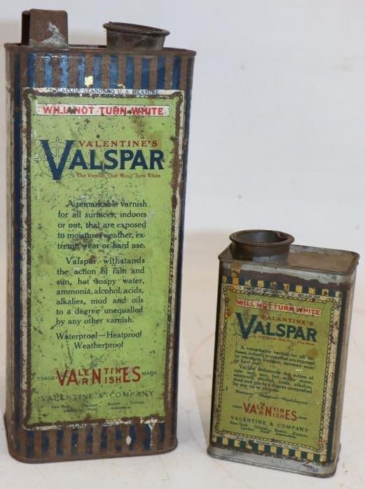 Group of 2 Early Valentine's Valspar Tin Litho Varnish Cans (1 of 4)