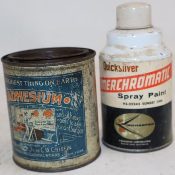 W.H. Whitney & Griffin Adhesium Graphic Tin Litho Can: 1/8th gallon