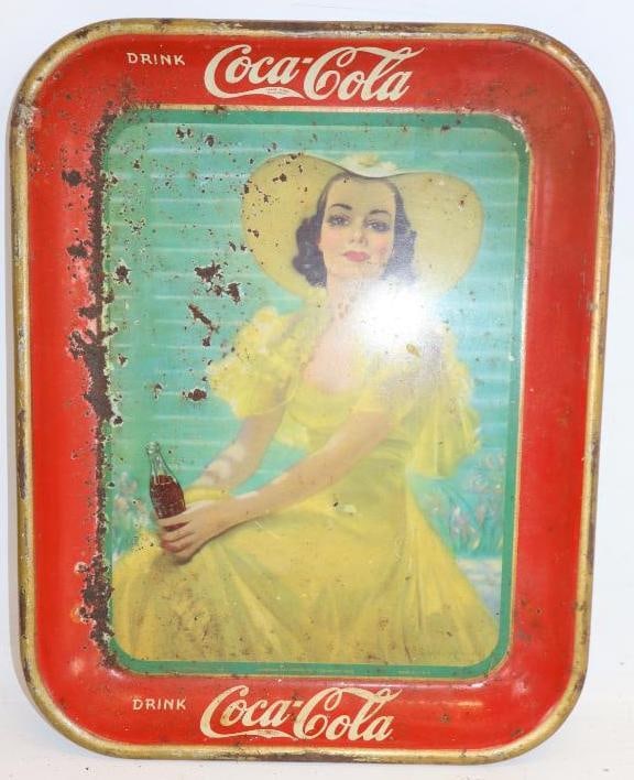 1939 Drink Coca-Cola Metal Advertising Tray (1 of 2)