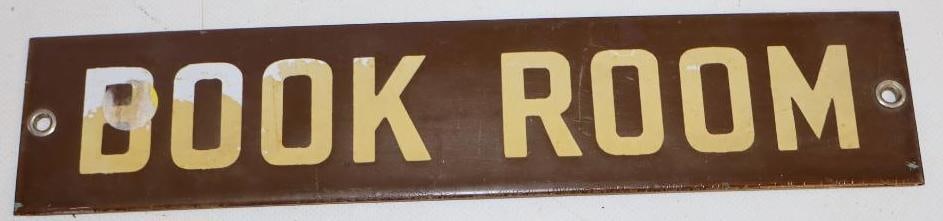 Book Room Porcelain Advertising Sign: 12" x 2.5"