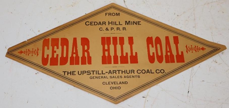 Cedar Hill Coal Paper Advertising Sign: 15" x 7"