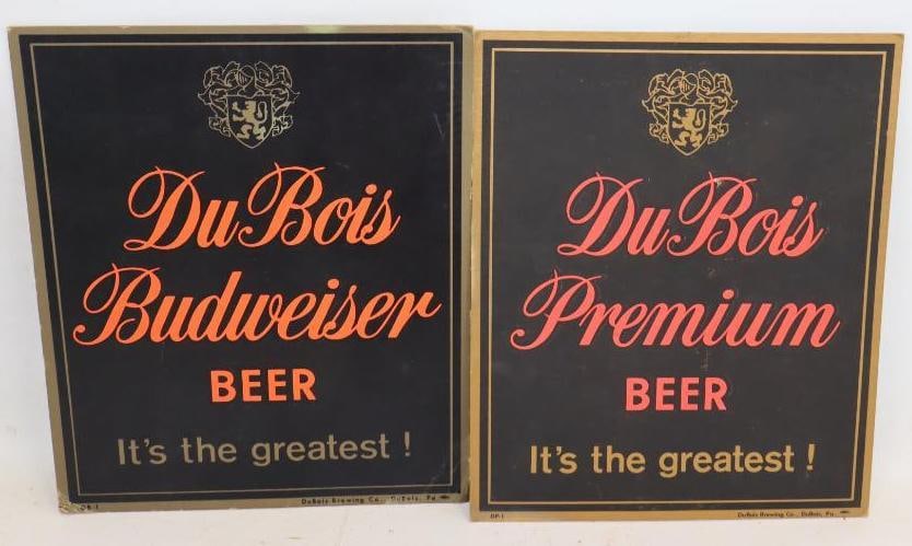 Group of 2 DuBois Budweiser Premium Beer Easelback Cardboard Countertop Display Signs (1 of 4)