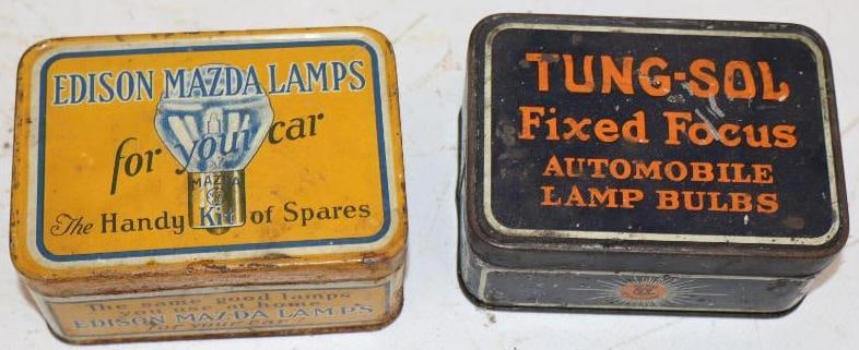 Group of 2 Tung-Sol & Edison Early Automobile Light Bulb Tins (1 of 3)