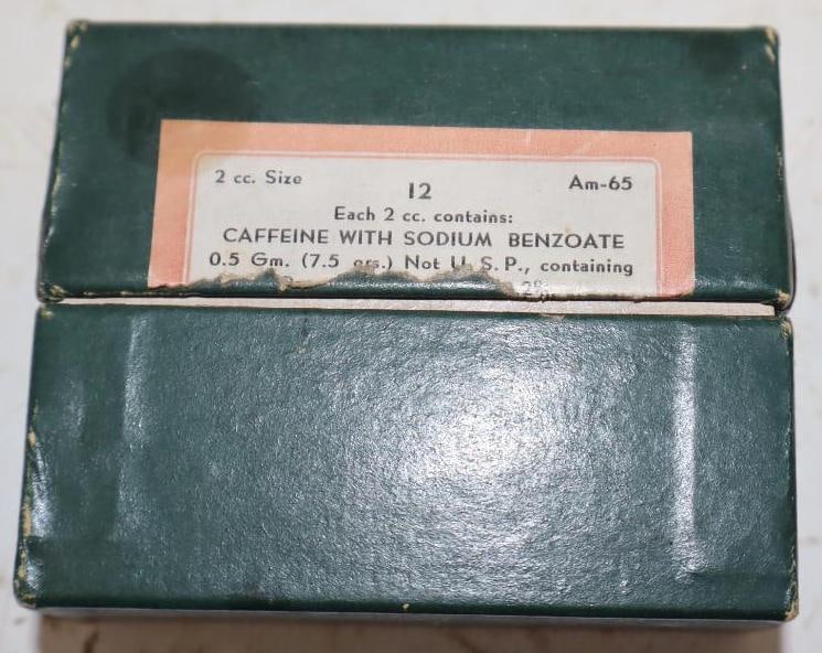 Group of 12 Sodium Benzoate with Caffeine Unused Glass Tubes: 1 CC per bottle