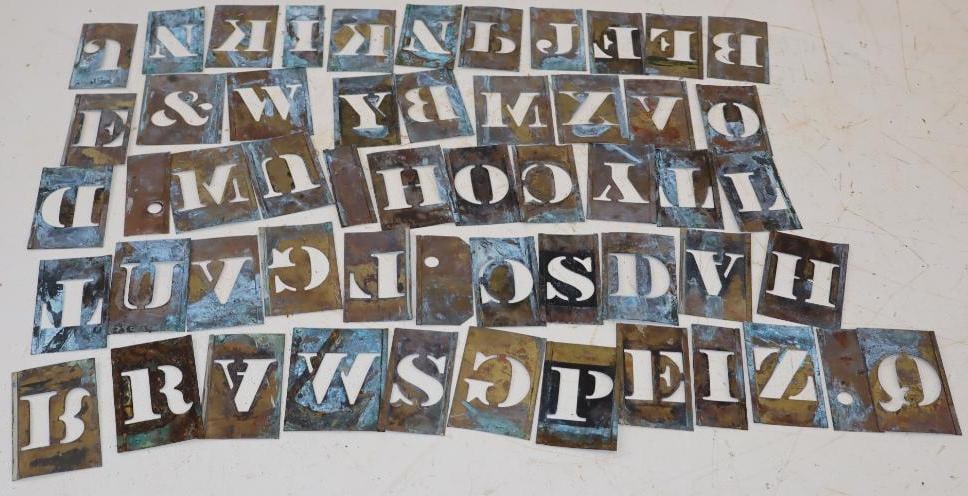 Group of 48 Vintage Brass Letter Stencils (1 of 8)