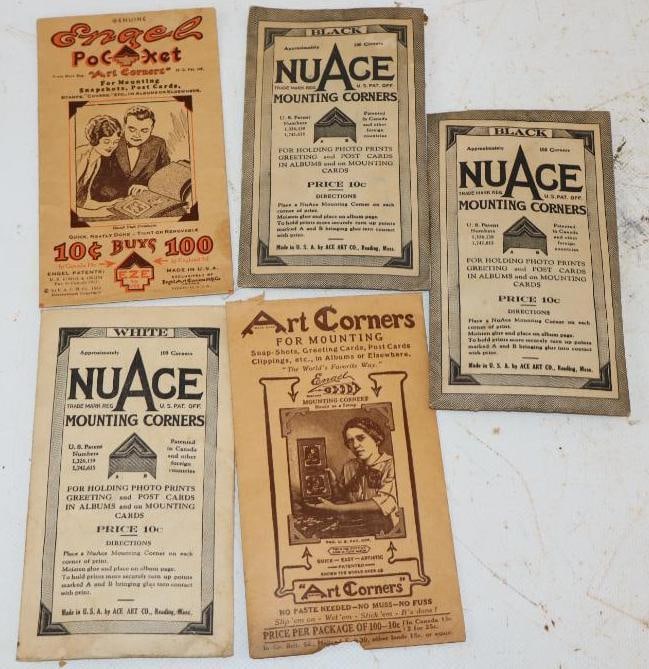 Group of 5 'Nu Age & Art Corners' Photo Picture Mounting Corners Packages: 3" x 5.5" each