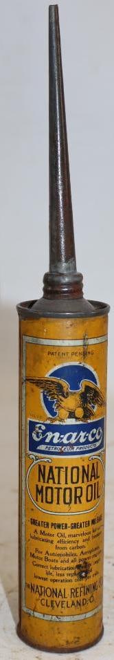 En-ar-co National Carbless Motoroil Handy Oiler Can: 1.25" x 1.25" x 10"