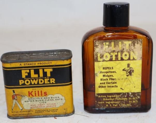 Group Of 2 Flit Powder And Lotion Bottle And Can: largest 2oz