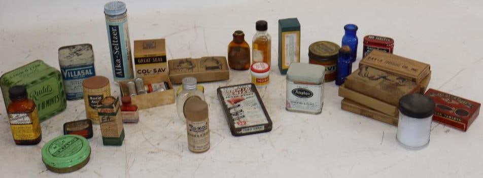 Large Group of Household Drug Store Medicines & First Aid Containers, Bottles, and Packages (1 of 11)