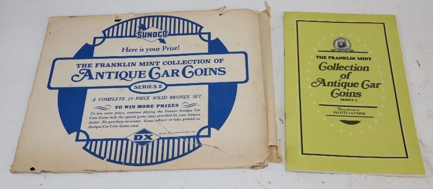 Franklin Mint 25 Piece Bronze Antique Car Coins Sunoco Gas Station Set in Original Envelope (1 of 2)