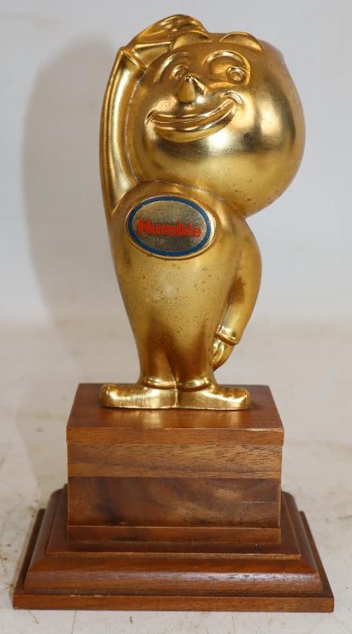 Humble Mr. Oil Drop Figural Trophy with Wood Base: 5.25" x 3" x 8"