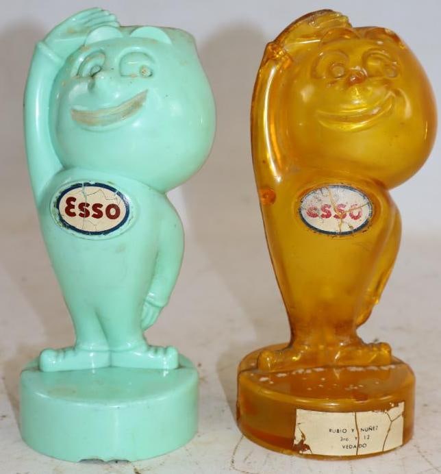 Group of 2 Esso Mr. Oil Drop Figural Coin Banks: Plastic. 3" x 3" x 7"