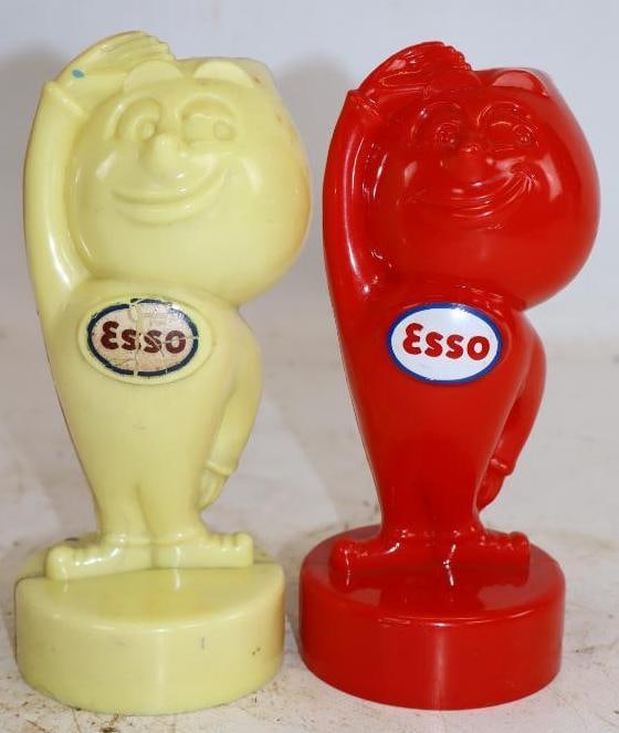 Group of 2 Esso Mr. Oil Drop Figural Coin Banks: Plastic. 3" x 3" x 7"