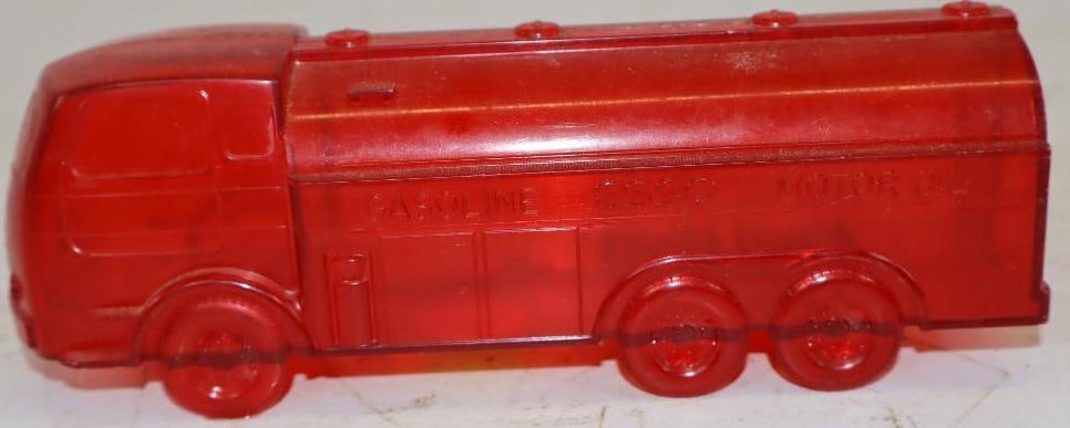 Esso Gasoline Tanker Truck Shaped Plastic Coin Bank: 6.75" x 2" x 2.25"