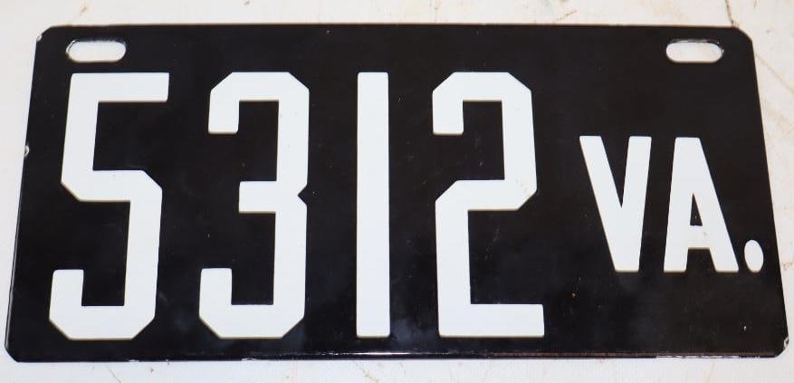1906-1909 Reproduction Porcelain Virginia 4 Digit License Plate: 11x5
