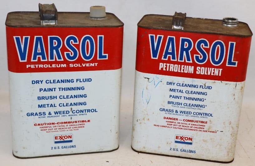 Group of 2 Exxon Varsol Petroleum Solvent 2 Gal Oil Cans (1 of 3)