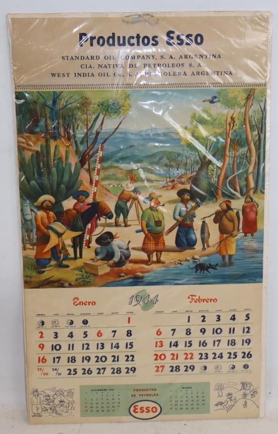 1944 Esso Product Argentina Advertising Calendar: 14.5" x 25"